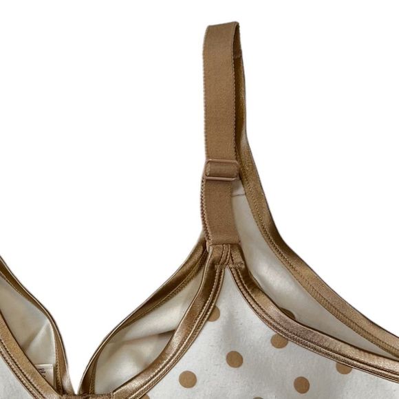 Cacique Cotton No Wire Bra in Ivory/Tan Polka Dot Size 46C - Picture 3 of 7